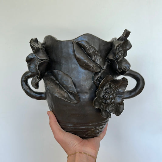 large black flowers vase